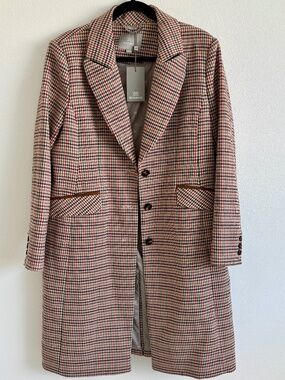 NWT Soia & Kyo Jonnelle Houndstooth Midi Coat